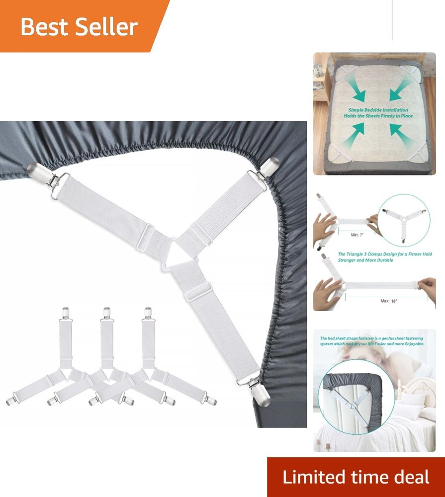 Secure Mattress Suspenders with Nickel-Plated Clips - Quick Installation Set