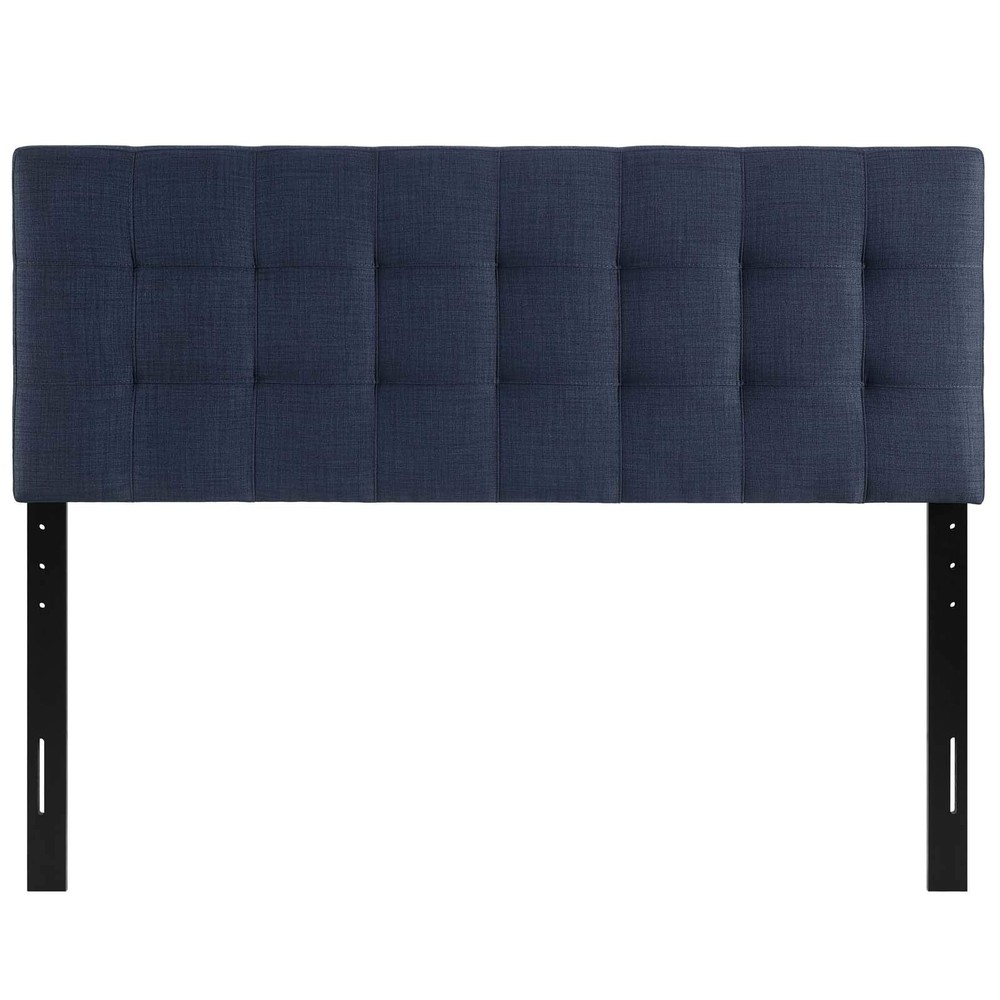Navy Upholstered Full Headboard Tufted Adjustable Height Elegant Design