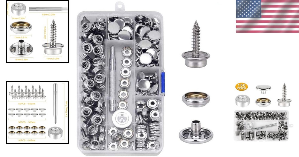 150 PCS Marine Grade Stainless Steel Canvas Snap Kit with Setting Tools