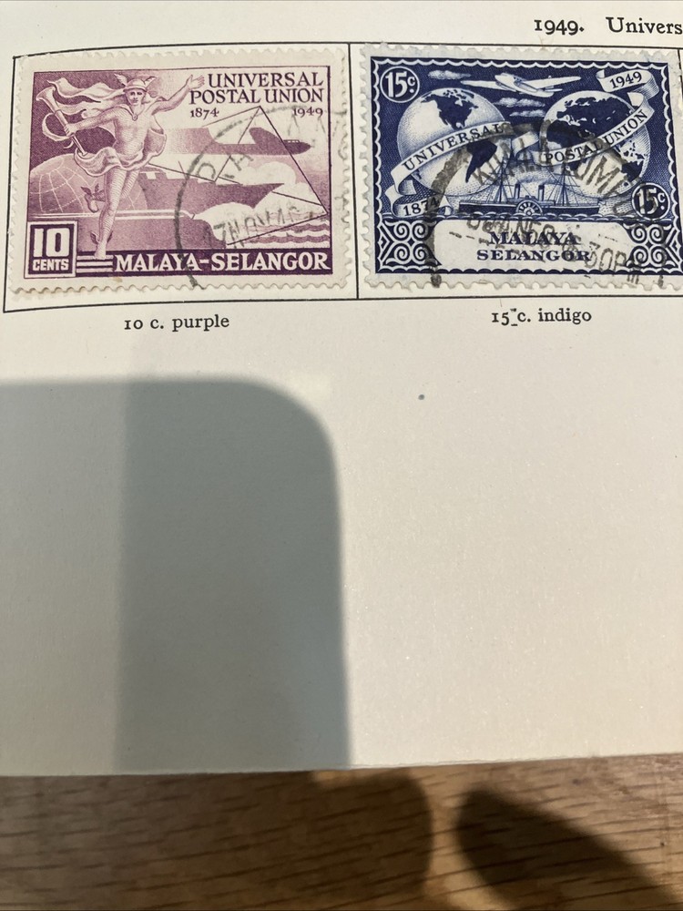 MALAYA SELANGOR 1949 UPU PART SET USED