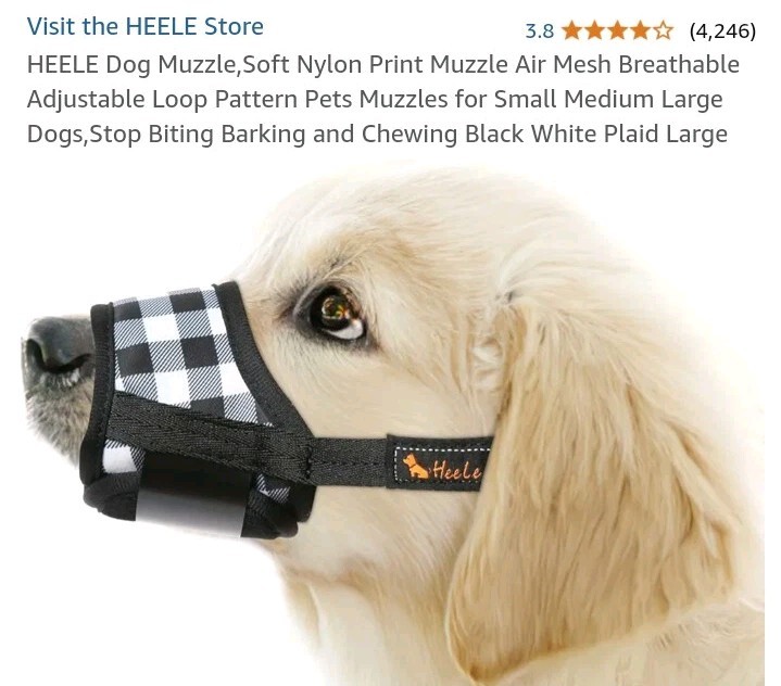 HEELE Dog Muzzle,Soft Nylon Print Muzzle Air Mesh Breathable Adjustable