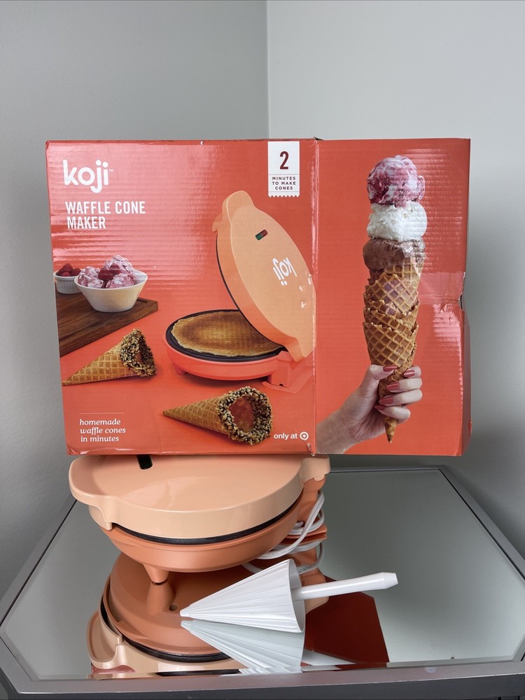 Koji Orange Cone Waffle Maker with White Cone