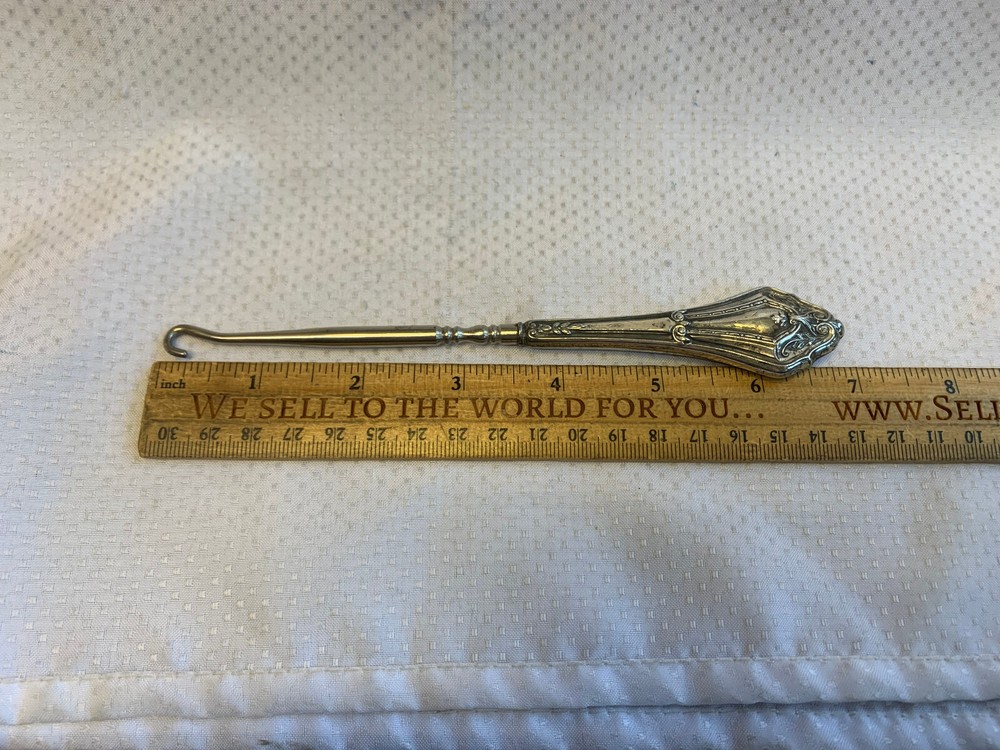 Victorian Webster Lace Puller Button Hook 30.15g Sterling Silver Handle