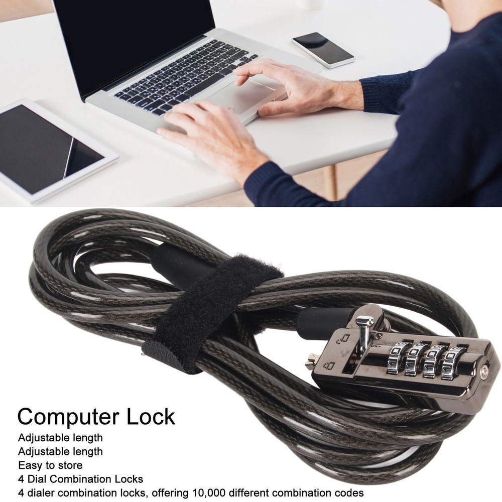 Laptop Lock 4 Digit Cipher Durable Portable Computer Security Cable with Lock
