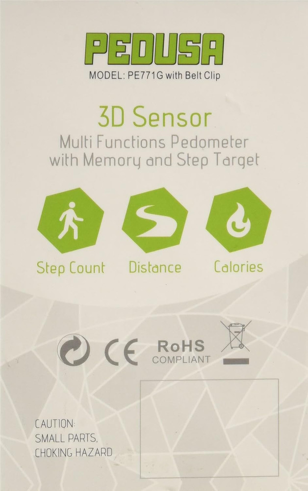 PE771 Walking 3D Pedometer with Clip and Strap | 7 Day Memory, Accurate Step Cou