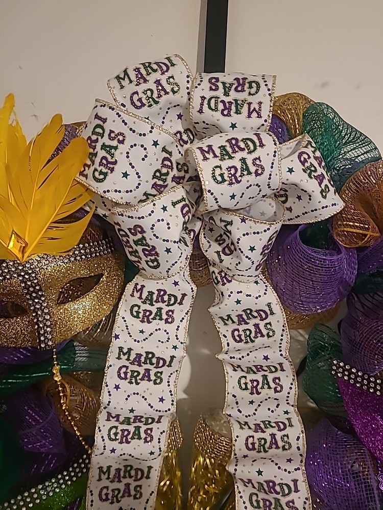 DECO MESH MARDI GRAS WREATH