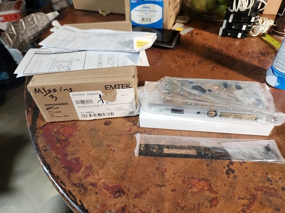 Emtek 2154US19  Modern Rectangular Mortise Passage Pocket Door ONLY READ**