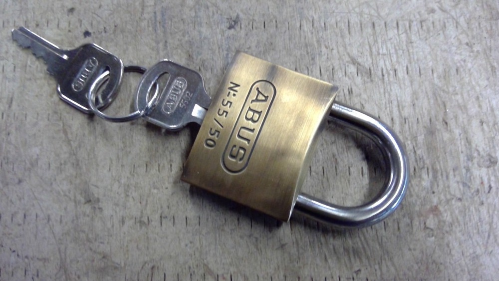 Abus 55/50 Brass Padlock Key Steel Shackle Security Lock