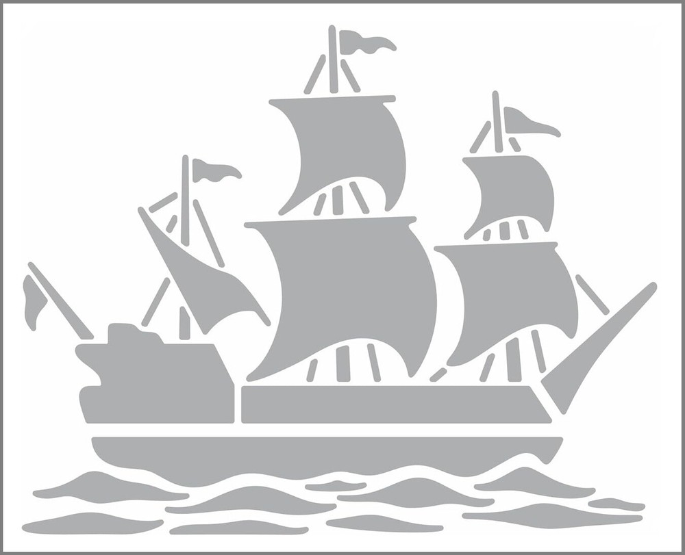 8"x10" Clear Plastic Stencil - Ship Sailing (SR225)*****