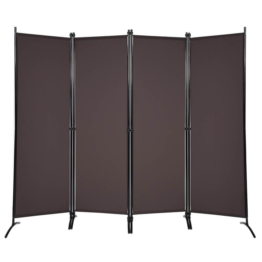 5.6ft Tall Folding Room Divider Freestanding 4-Panel Privacy Screen Brown