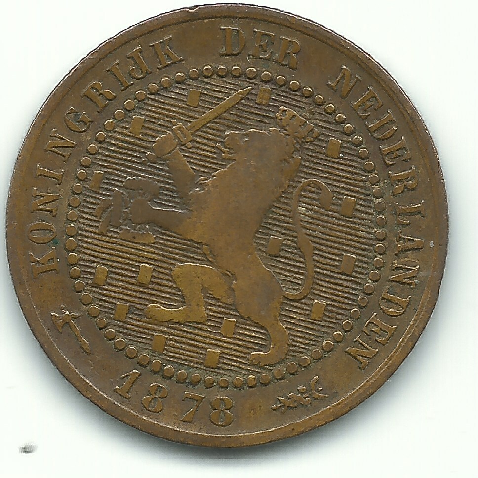 BETTER GRADE 1878 NETHERLANDS ONE CENT COIN-JUL460