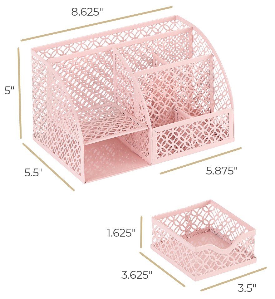 Blu Monaco Light Pink Desk Organizer with Drawer