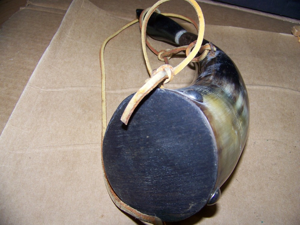 vintage black powder horn