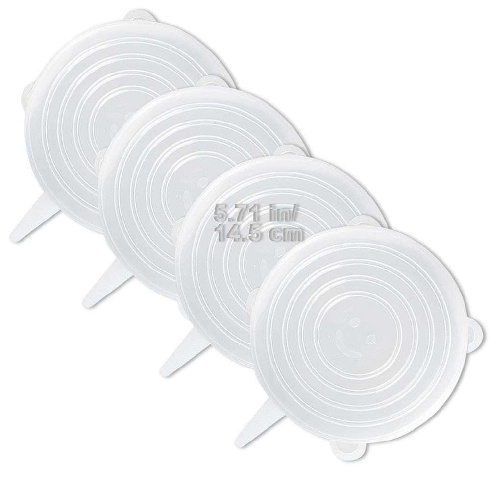 4 Pack Same Size Silicone Stretch Lids, Thicker Reusable Sturdy Silicone Cont