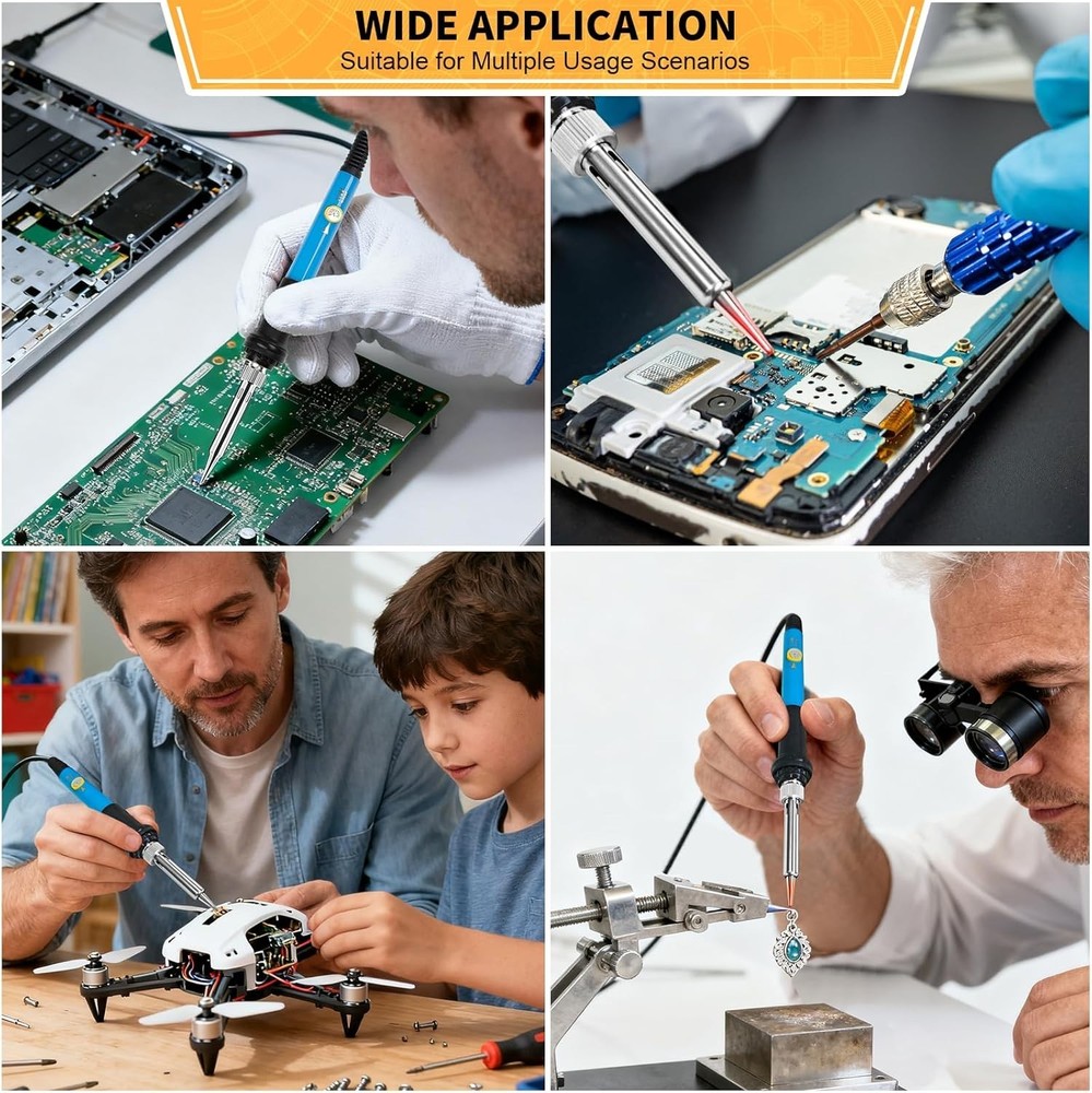 Versatile Soldering Iron Kit with Silicone Handle - Perfect for DIY Projects