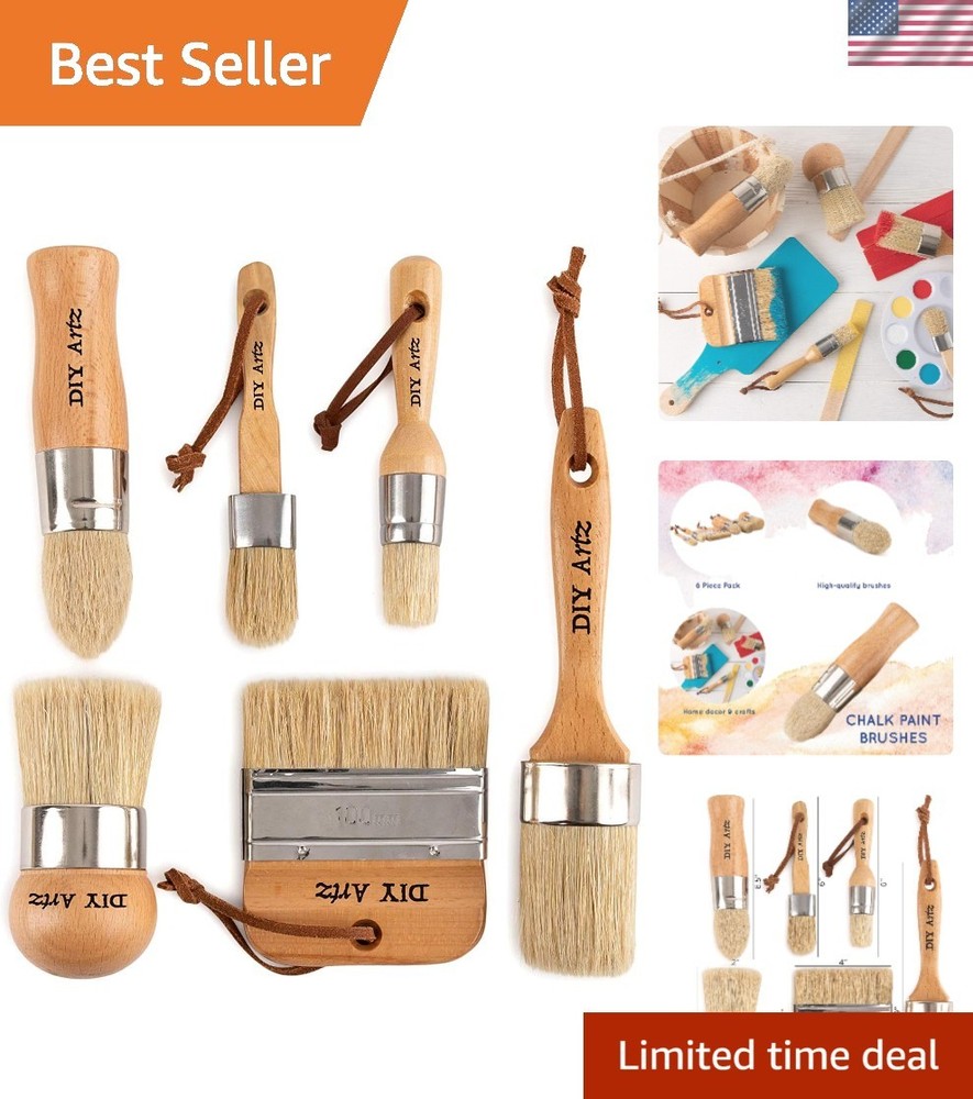 Versatile 6-Pack Boar Bristle Paint Brushes - Minimal Shedding & Smooth Coverage