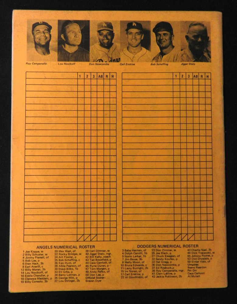 1969 LA Angels MLB Baseball Game Program Old Timers Day