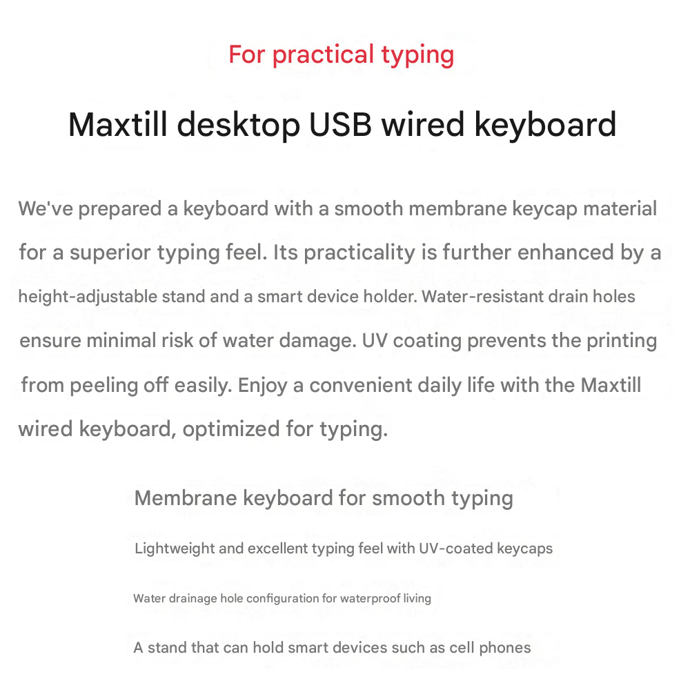 Maxtill Desktop English/Korean USB Wired Keyboard