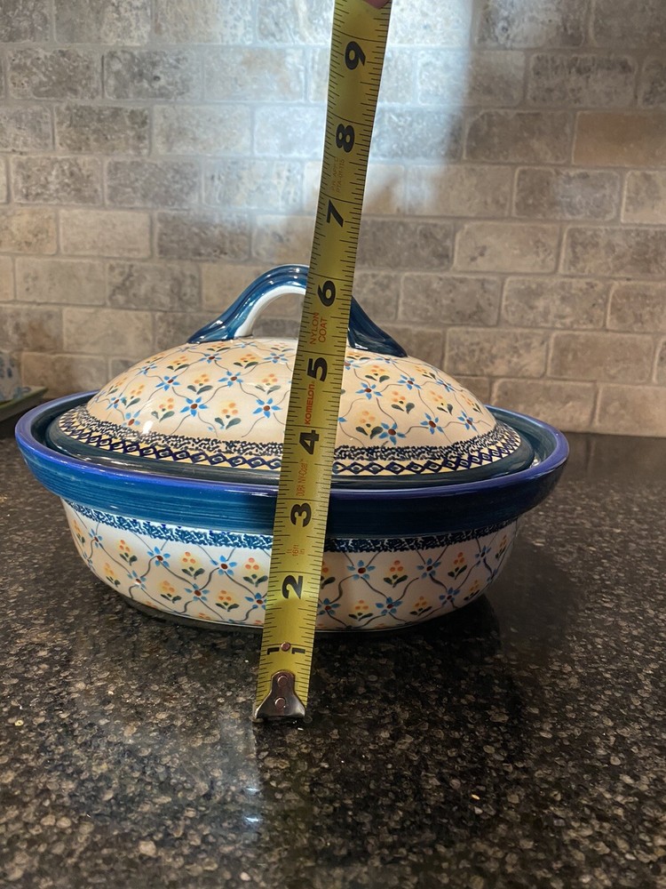Polish pottery Oval Baker With Lid