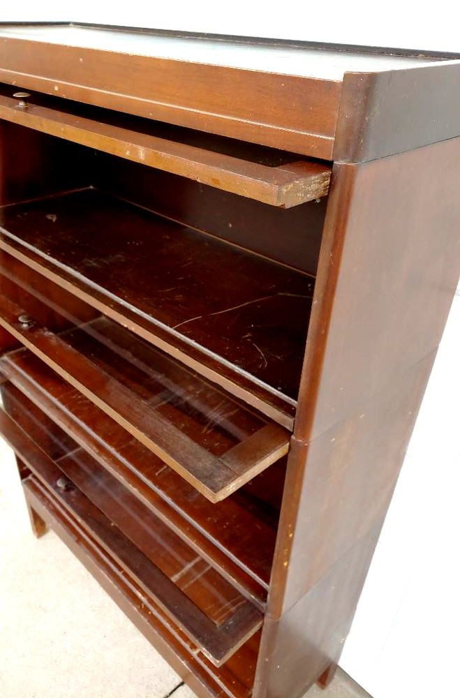 UNUSUAL MISSION STYLE 3 STACK BARRISTER BOOKCASE W/ GRADUATED SIZED SECTIONS