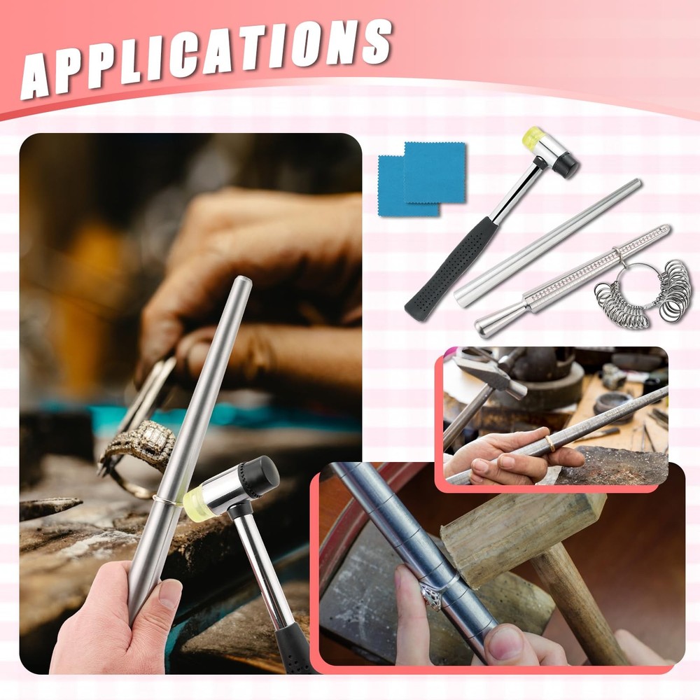 AMGSH Ring Mandrel Sizer Tool with Metal Finger Sizing Silver