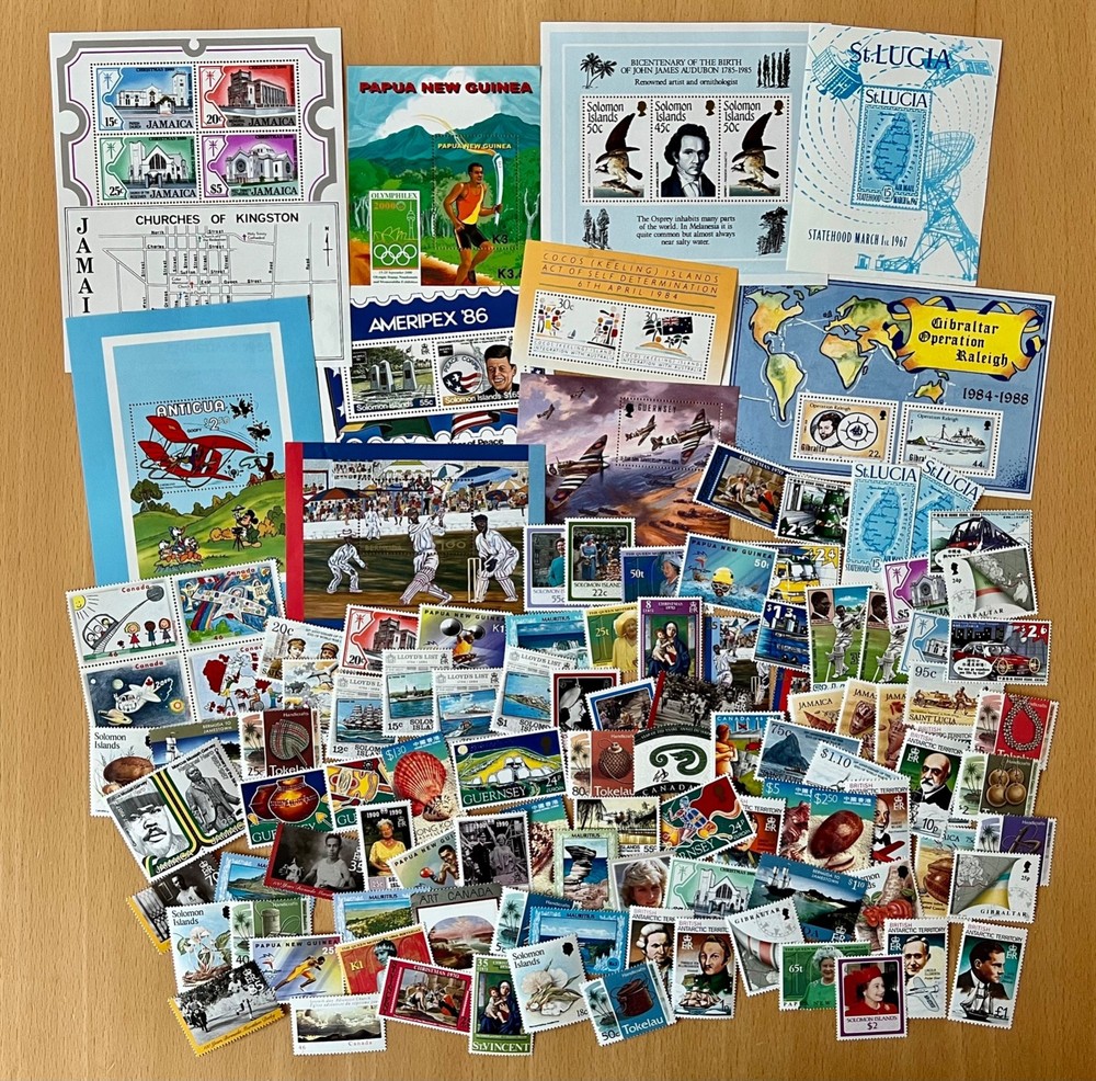 Commonwealth - 10 UMM MS & 100 UMM Stamps All Different Includes Some Sets 1