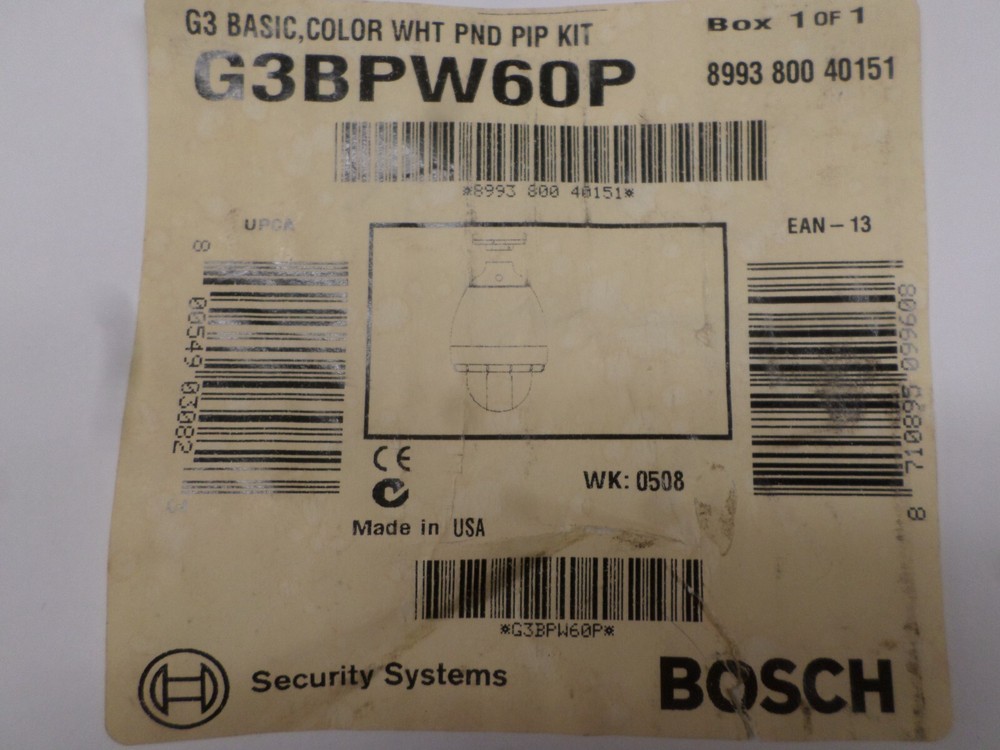 BOSCH Security System Basic Dome Camera G3 White PNP PIP KIT G3BPW60P