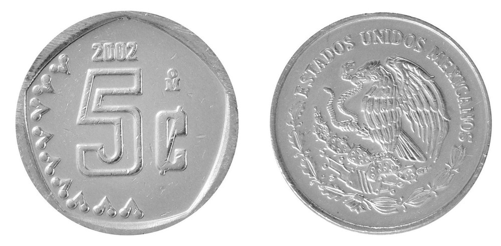 Mexico 5 Centavos, 1992-2002, KM #546, Mint