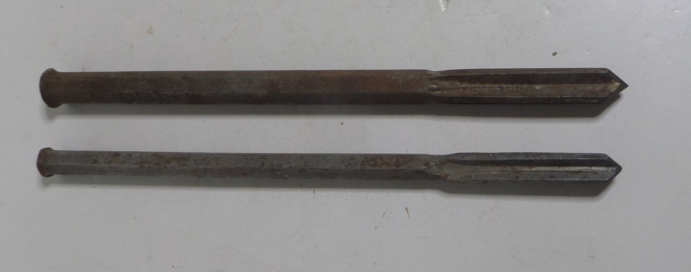 2 masonry chisel steel drills vintage mining masonry work