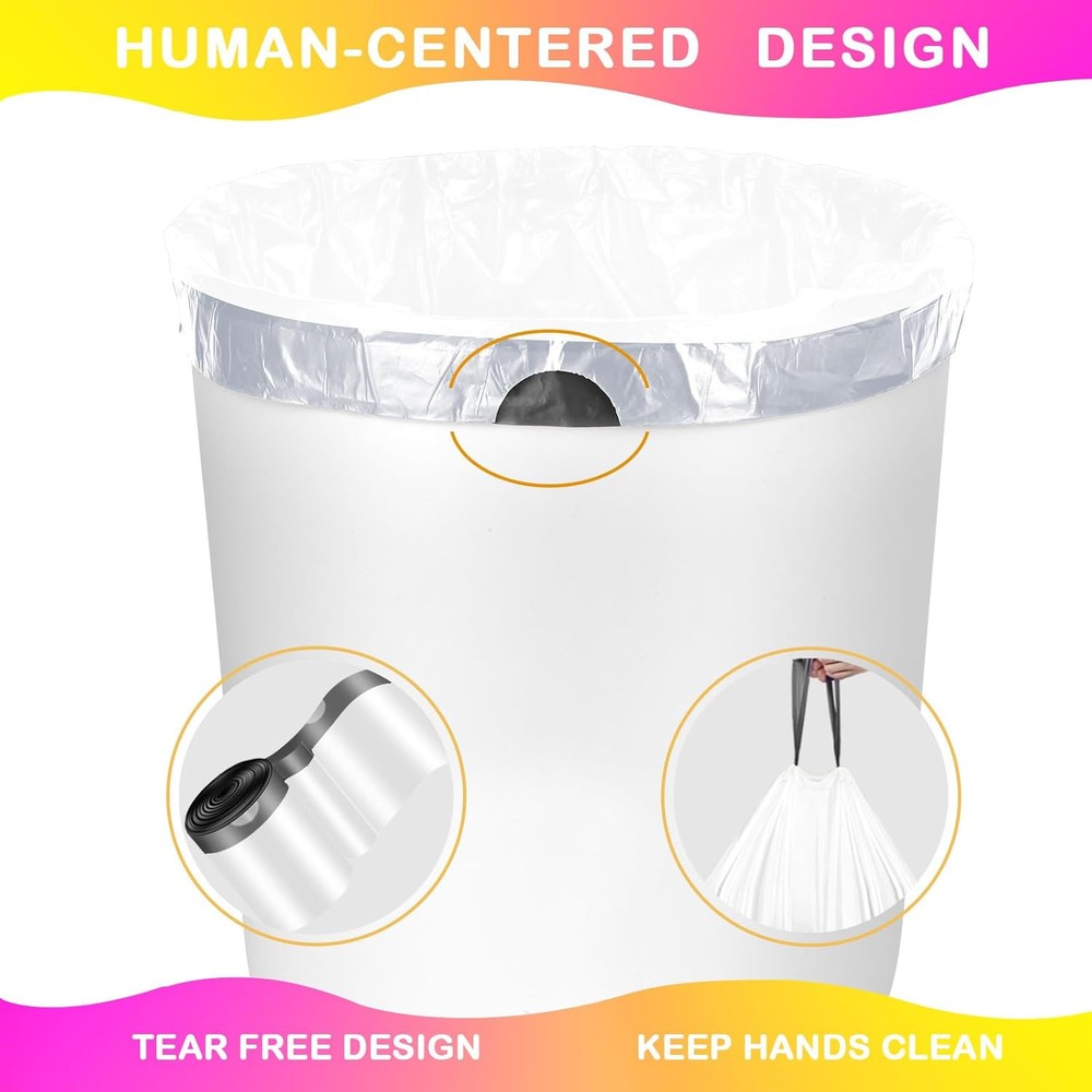 8 Gallon Drawstring Trash Bags,20 Count White 20 Pcs,