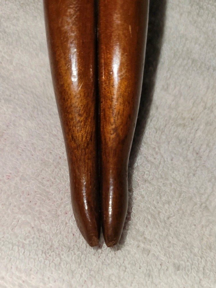 Vtg Solid Wood Nutcracker Lady Legs Hand Carved