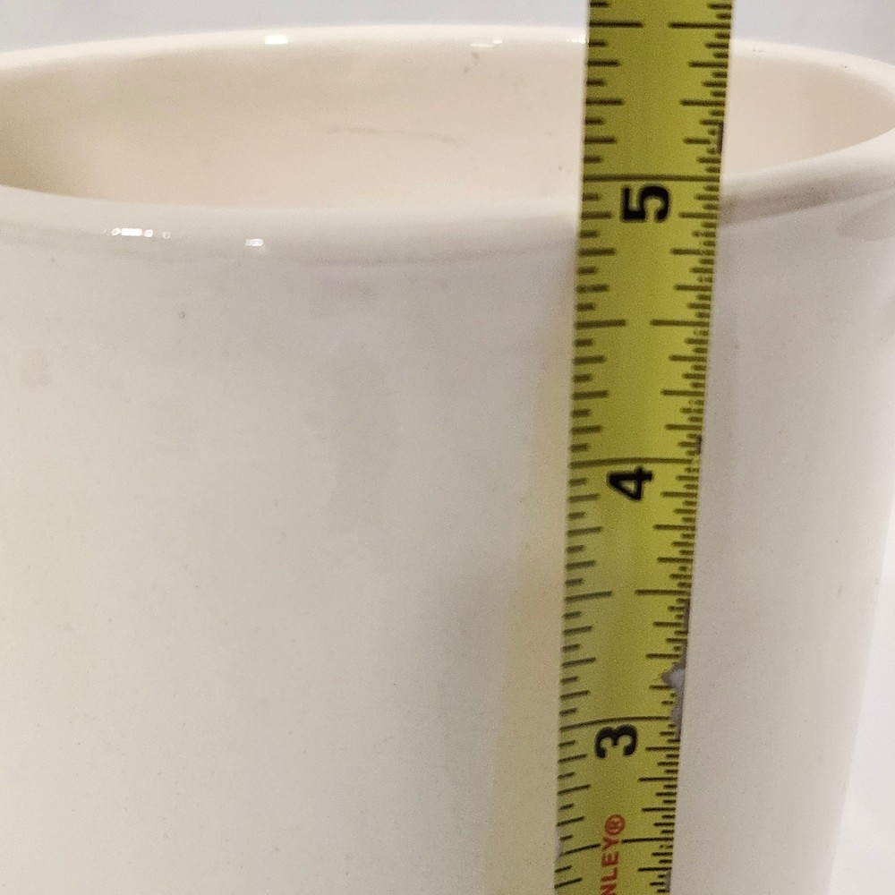 Cream Ceramic Pot With Green Tree Design Small Planter Holder