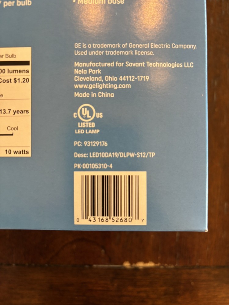 24 Bulbs GE Daylight Led Light 10W Replacement 60W General Purpose Dimmable A19