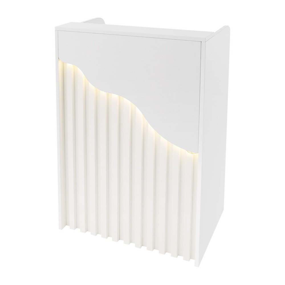 Modern Warm White Reception Desk, Reception Counter With a Lockable Drawer
