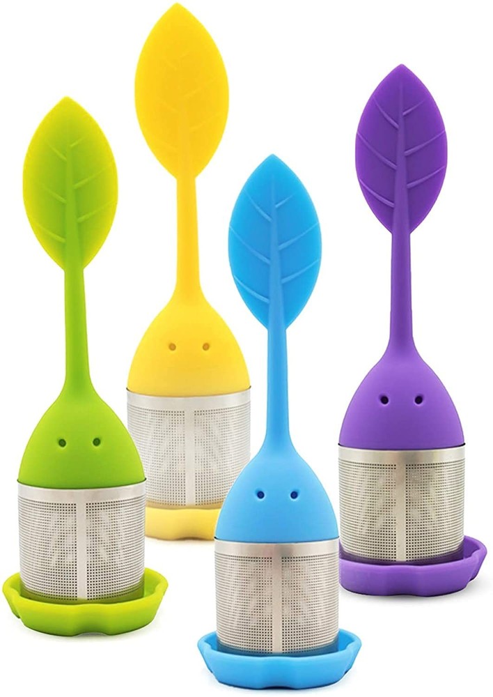 4 Pack Silicone Tea Infusers for Loose , Steeper Extra Fine Mesh Filter Lid Cup