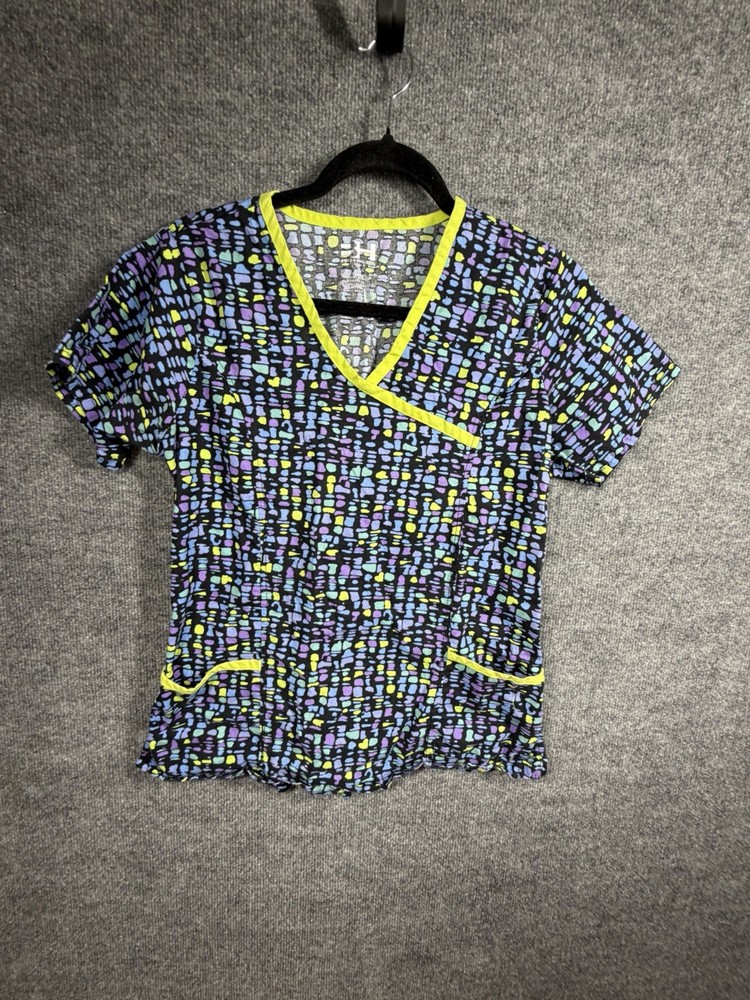 Beverly Hills Uniforms Scrub Top Size Medium Multicolor Print