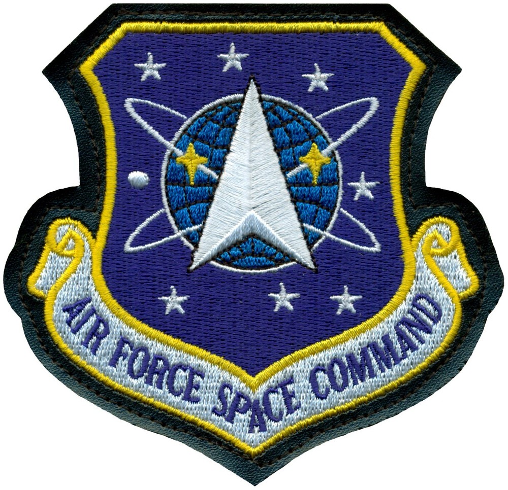 USAF AIR FORCE SPACE COMMAND PATCH - MOUNTED on LEATHER