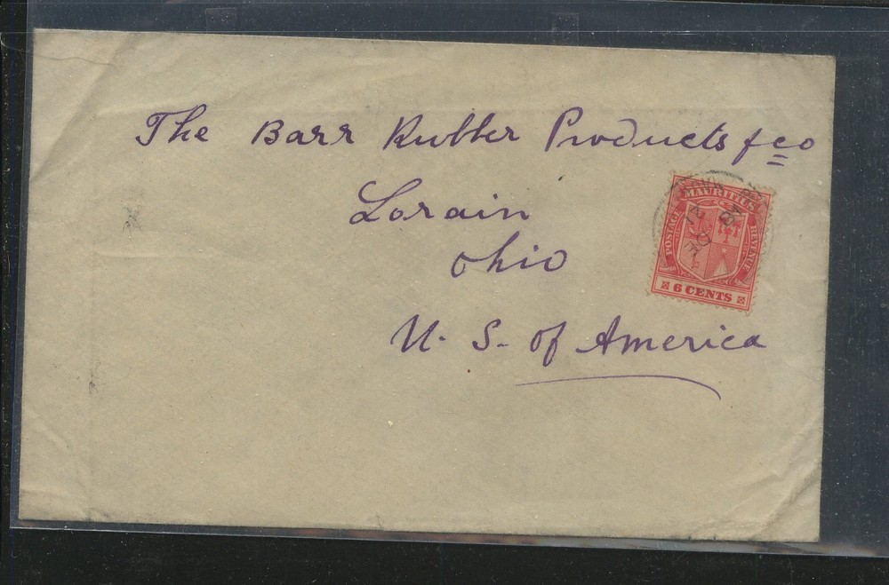 Mauritius   cover  to   US   1921           MS0107