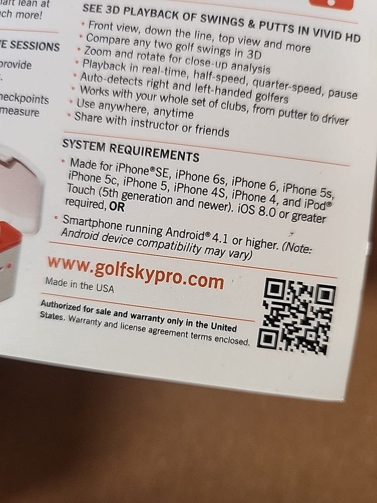 Skypro Golf Swing and Putting Analyzer by SkyGolf. iPhone IOS 8+ or Android 4.1+