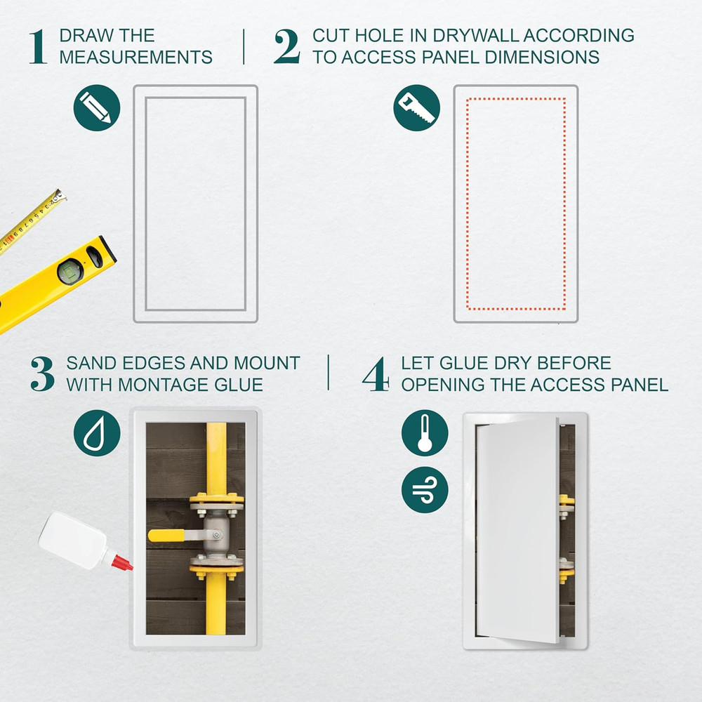 8" x 16" White Plastic Access Panel. Service Shaft Door Panel. Plumbing, Electri