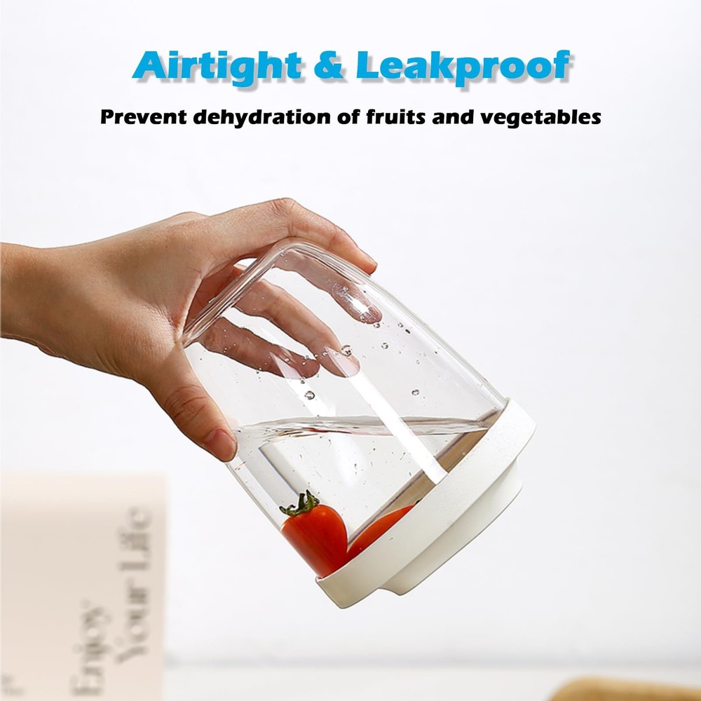 Fresh Fruit Salad Storage Cup To Go With Lids, Fork & Drain Baskets, Reusable...
