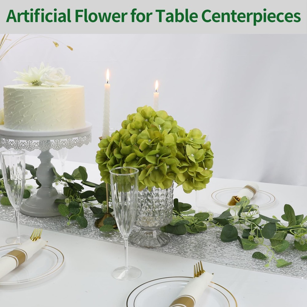 64 PCS Hydrangea Artificial Flowers - Faux Hydrangeas Full Realistic Silk Flo...