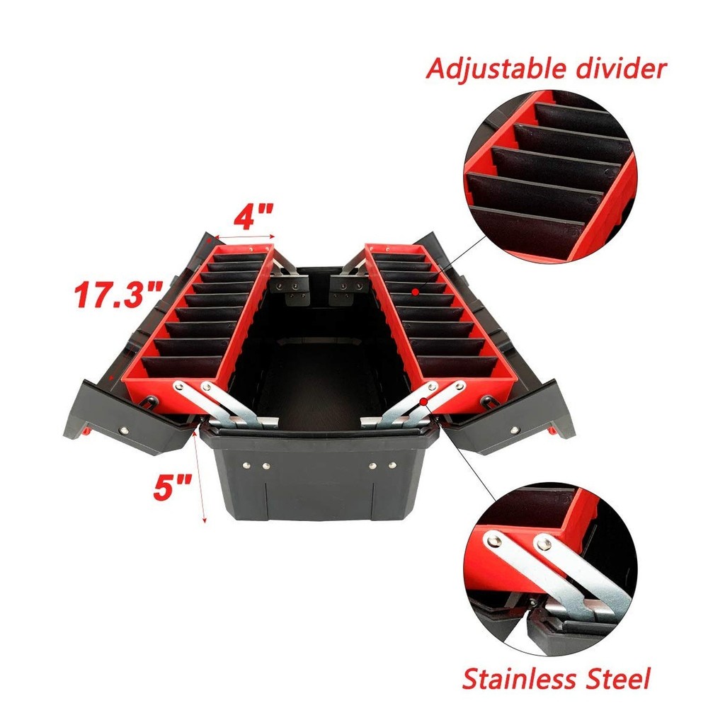 WEWLINE Tool Box Organizer 18.5" Tool Storage with Adjustable Compartment Por...