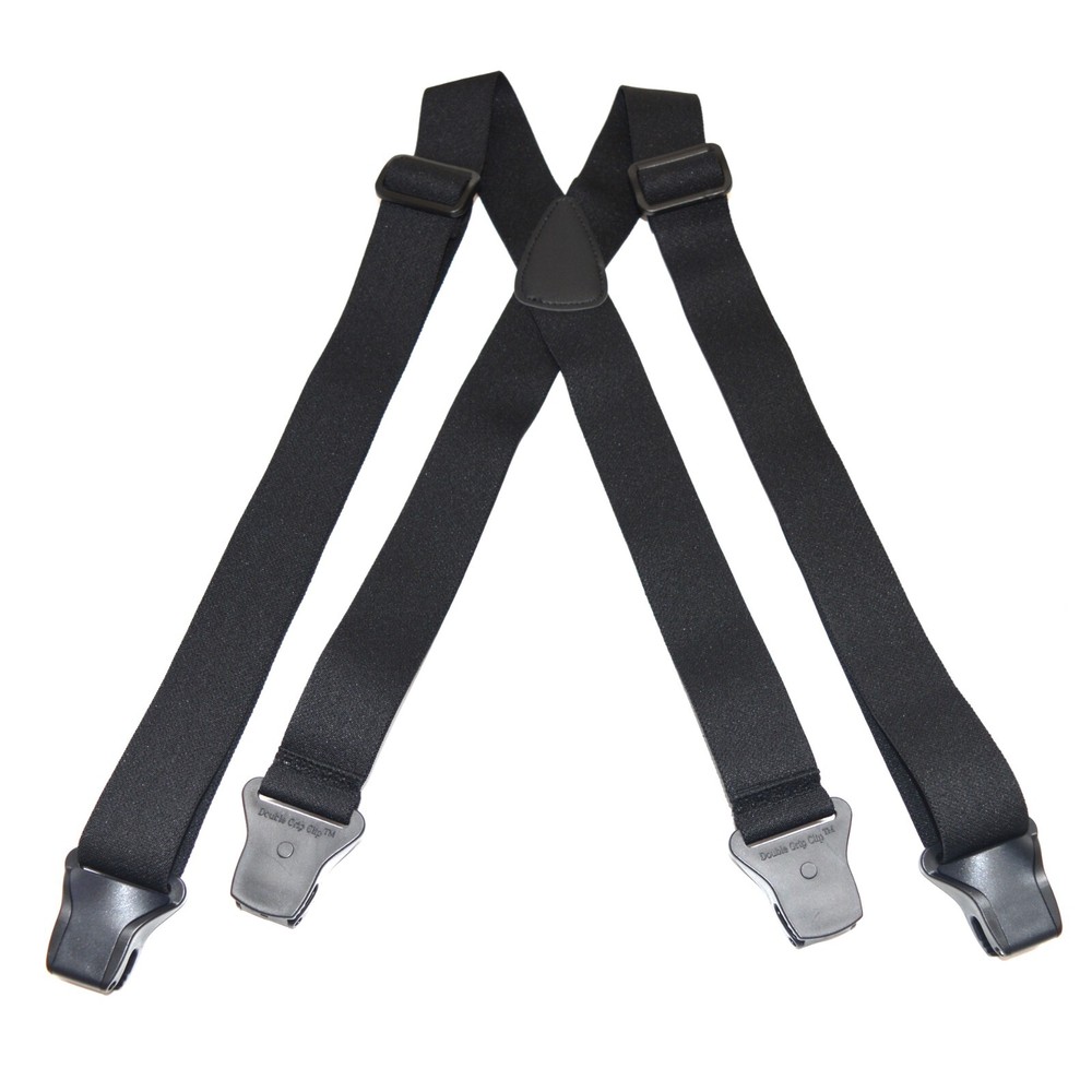 Brimarc Men's Elasticated Airport Braces with Plastic Clips, 1.5" wide - Black