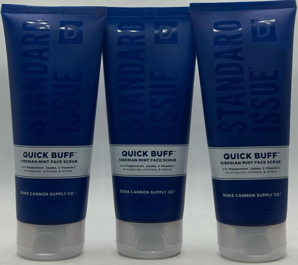 3PK Duke Cannon Quick Buff Siberian Mint Face Scrub ~ 6 FL OZ EACH ~ FAST SHIP