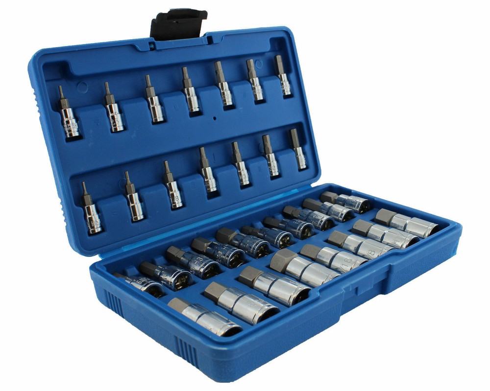 Master Hex Bit Set | 32pc SAE & Metric Socket Set Standard Allen 1/4" 3/8" 1/2"