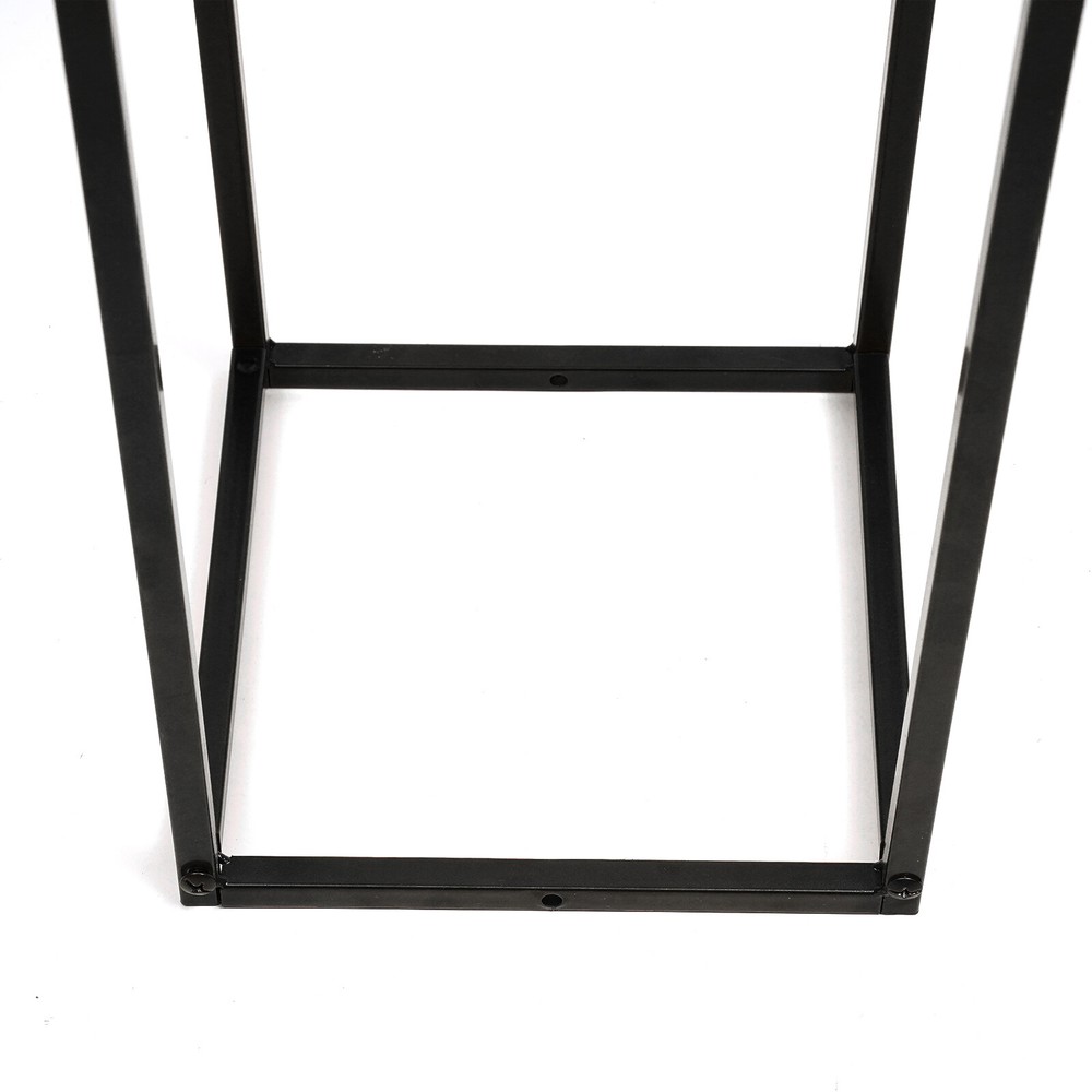 Black 9.8*9.8*29.5in Modern Rectangular Iron Flower Display Rack With Iron Plate