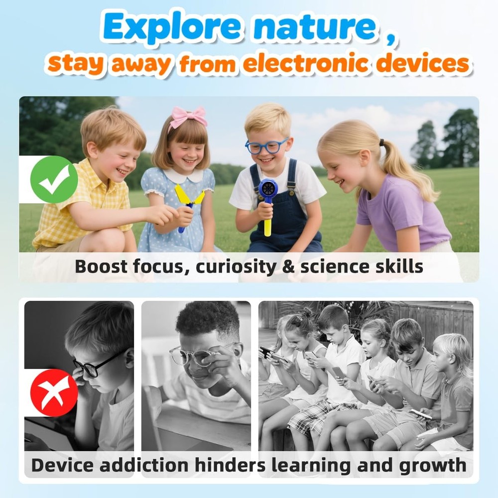 Kids Microscope with Bug Catcher Kit, 1080P Digital Mini Handheld Blue