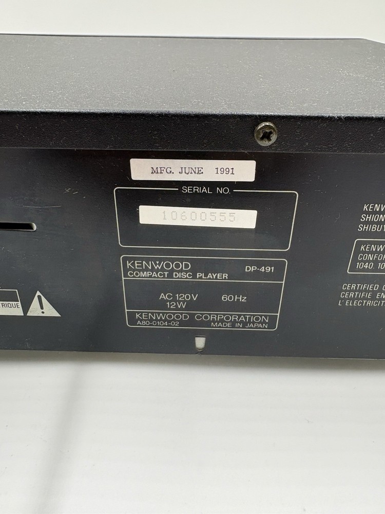 Kenwood DP-491 Single Deck Compact Disc CD Player - WORKS