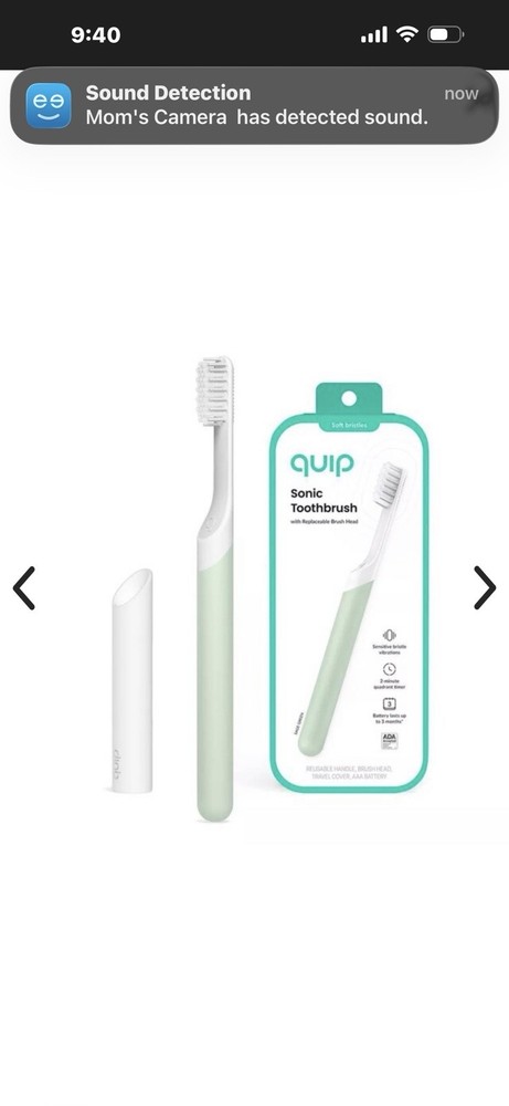 Quip Sonic toothbrush with applicable brush heads